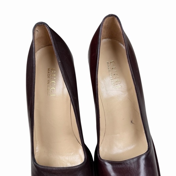 GUCCI‎ Women's Size 9 B Brown Leather Square Closed Toe High Block Hell Pumps - Picture 3 of 13